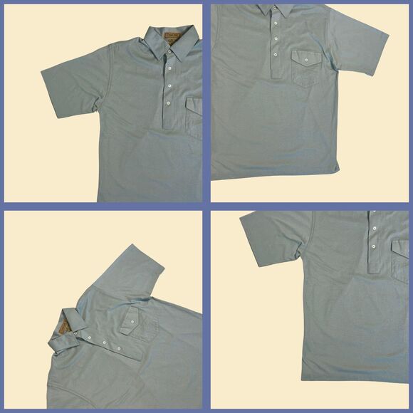 Vintage 70s/80s polo Cross Creek shirt, seafoam green USA-made cotton mens top - Picture 2 of 7